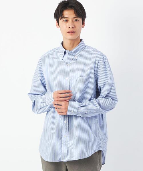 green label relaxing(グリーンレーベルリラクシング)の「パターンストライプ ジャストルーズ ボタンダウン シャツ(シャツ/ブラウス・メンズ・ライトブルー/イエロー/ケリー・XL/L/S/M)」の1枚目の写真