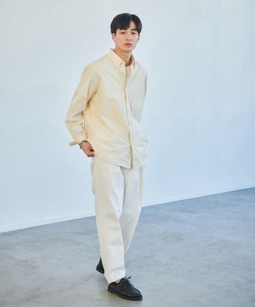 green label relaxing(グリーンレーベルリラクシング)の「パターンストライプ ジャストルーズ ボタンダウン シャツ(シャツ/ブラウス・メンズ・ライトブルー/イエロー/ケリー・XL/L/S/M)」の4枚目の写真