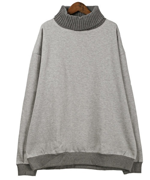 LUXSTYLE(ラグスタイル)の「裏起毛ニットタートルネックスウェット(ニット/セーター・メンズ・杢グレー/キナリ/ブラウン・M/L)」の11枚目の写真