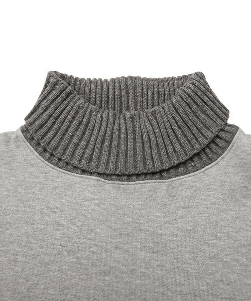 LUXSTYLE(ラグスタイル)の「裏起毛ニットタートルネックスウェット(ニット/セーター・メンズ・杢グレー/キナリ/ブラウン・M/L)」の14枚目の写真