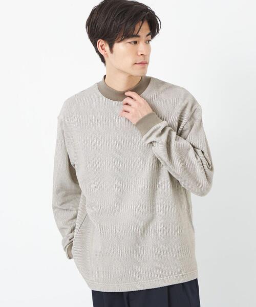 green label relaxing(グリーンレーベルリラクシング)の「鹿の子 モックネック ロングスリーブ カットソー(Tシャツ/カットソー・メンズ・ライトブルー/ネイビー/ベージュ・M/S/XL/L)」の2枚目の写真