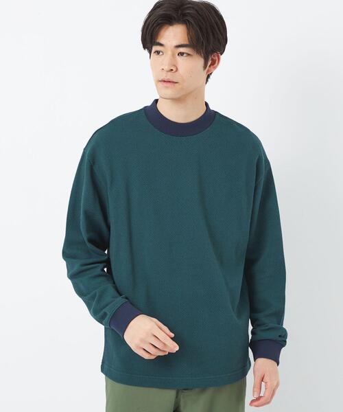 green label relaxing(グリーンレーベルリラクシング)の「鹿の子 モックネック ロングスリーブ カットソー(Tシャツ/カットソー・メンズ・ライトブルー/ネイビー/ベージュ・M/S/XL/L)」の3枚目の写真