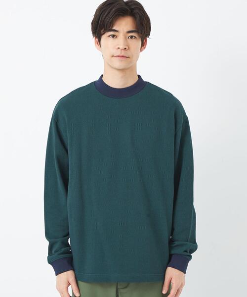 green label relaxing(グリーンレーベルリラクシング)の「鹿の子 モックネック ロングスリーブ カットソー(Tシャツ/カットソー・メンズ・ライトブルー/ネイビー/ベージュ・M/S/XL/L)」の4枚目の写真