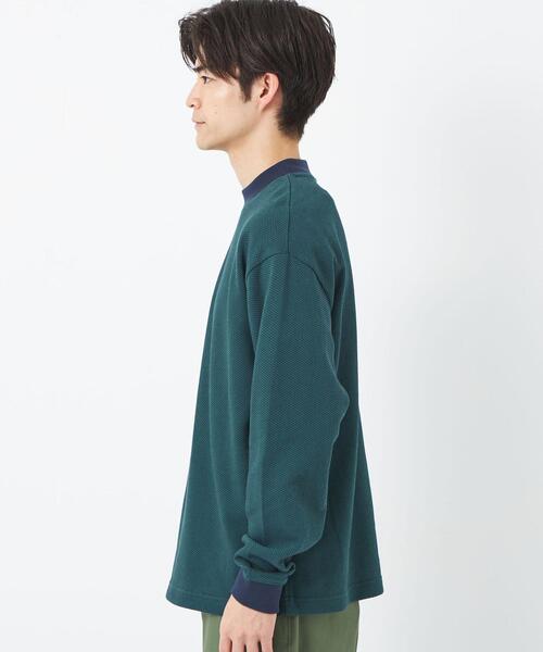 green label relaxing(グリーンレーベルリラクシング)の「鹿の子 モックネック ロングスリーブ カットソー(Tシャツ/カットソー・メンズ・ライトブルー/ネイビー/ベージュ・M/S/XL/L)」の5枚目の写真