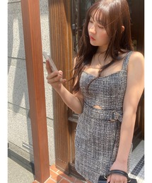 springツイードジャンスカワンピース