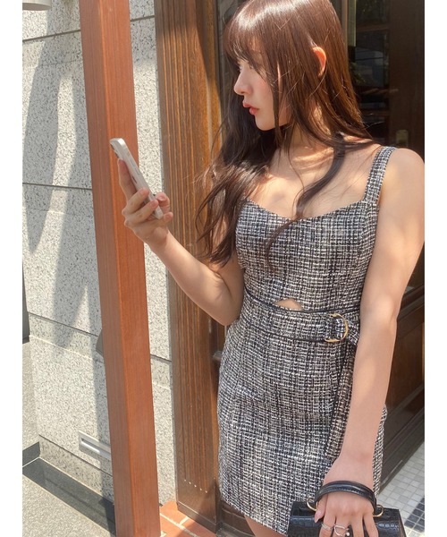 LIPSERVICE(リップサービス)の「springツイードジャンスカワンピース(ジャンパースカート・レディース・ブラック/ブルー・M/S)」の5枚目の写真