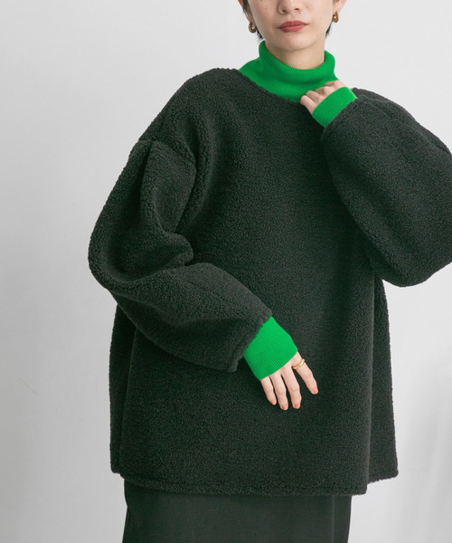 KBF（ケイビーエフ）の「前後2WAYボアトップス（Tシャツ/カットソー・レディース・ブラック/カーキ/アイボリー・ONE）」の13枚目の写真