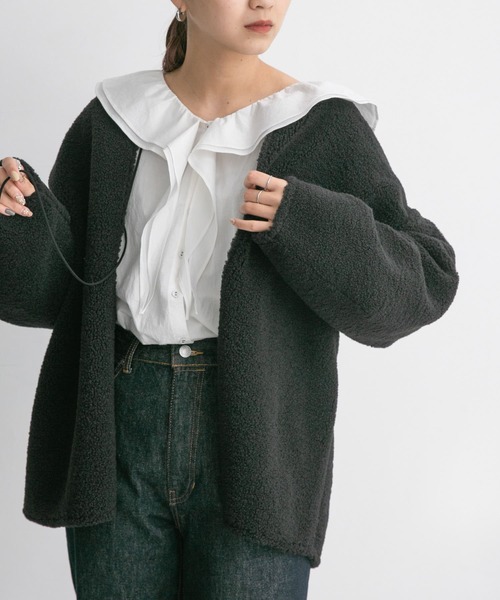 KBF（ケイビーエフ）の「前後2WAYボアトップス（Tシャツ/カットソー・レディース・ブラック/カーキ/アイボリー・ONE）」の19枚目の写真