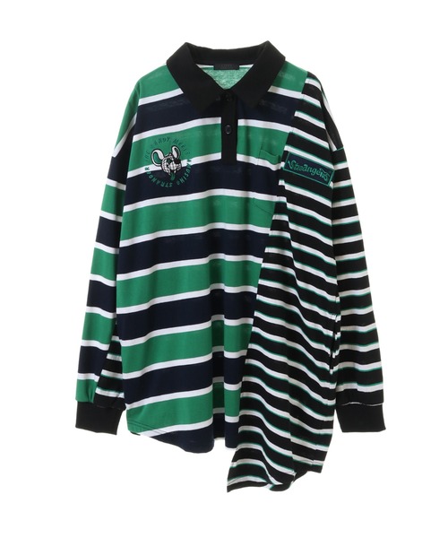 Candy Stripper（キャンディストリッパー）の「STRANGERS BORDER SWITCHED POLO トップス（ポロシャツ・レディース・ネイビー/イエロー・2）」の4枚目の写真