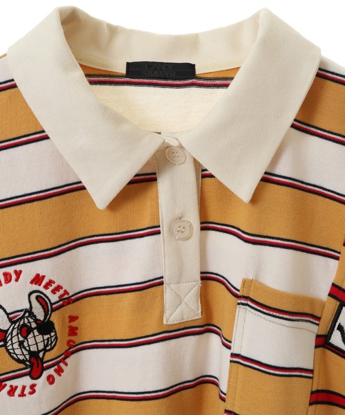 Candy Stripper（キャンディストリッパー）の「STRANGERS BORDER SWITCHED POLO トップス（ポロシャツ・レディース・ネイビー/イエロー・2）」の18枚目の写真