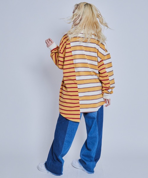 Candy Stripper（キャンディストリッパー）の「STRANGERS BORDER SWITCHED POLO トップス（ポロシャツ・レディース・ネイビー/イエロー・2）」の17枚目の写真