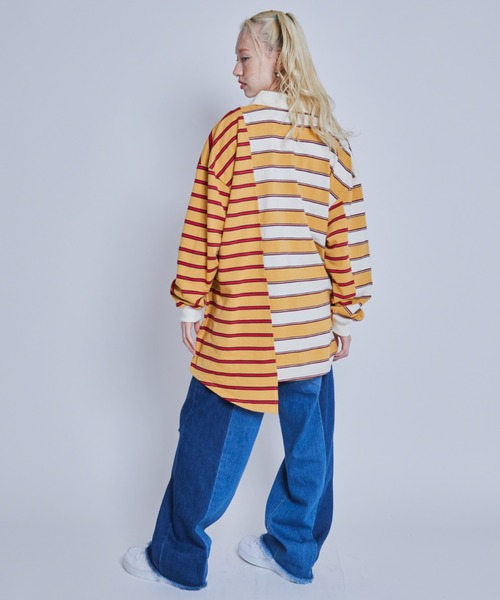 Candy Stripper（キャンディストリッパー）の「STRANGERS BORDER SWITCHED POLO トップス（ポロシャツ・レディース・ネイビー/イエロー・2）」の15枚目の写真