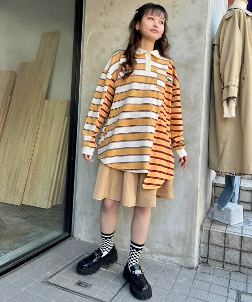 Candy Stripper（キャンディストリッパー）の「STRANGERS BORDER SWITCHED POLO トップス（ポロシャツ・レディース・ネイビー/イエロー・2）」の19枚目の写真