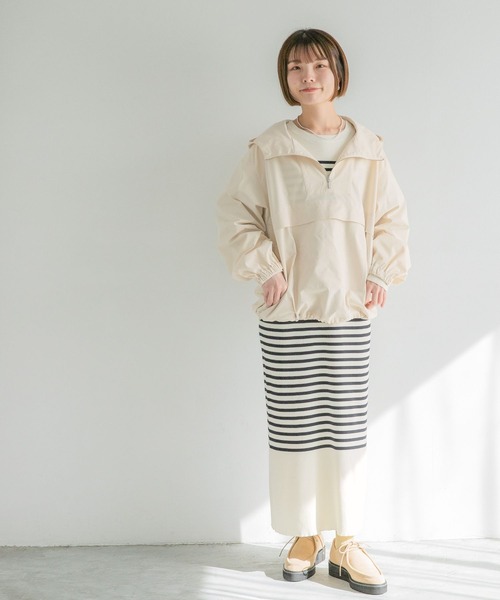 A part by（アパートバイ）の「アノラックパーカー（マウンテンパーカー・レディース・ブラック/アイボリー・FREE）」の5枚目の写真