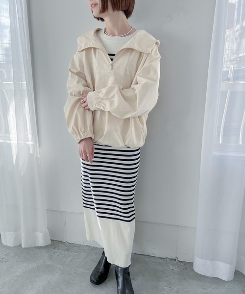 A part by（アパートバイ）の「アノラックパーカー（マウンテンパーカー・レディース・ブラック/アイボリー・FREE）」の21枚目の写真