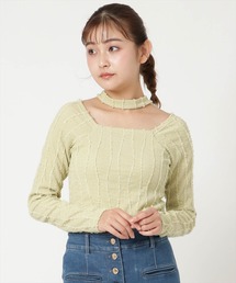 ジャガードチョーカーロングスリーブTシャツ
