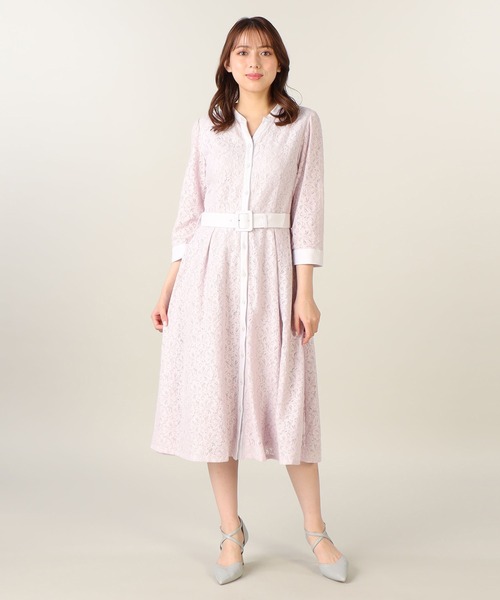 LAISSE PASSE(レッセパッセ)の「レースシャツワンピース(シャツワンピース・レディース・ライトブルー/キナリ/ライラック・MEDIUM/SMALL)」の3枚目の写真