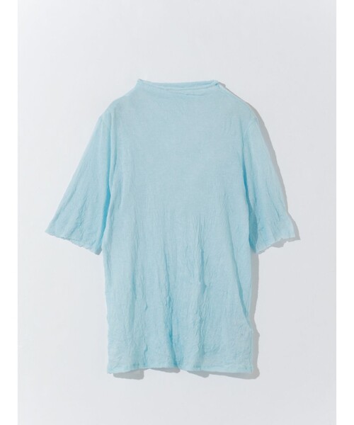 MIDIUMISOLID（ミディウミソリッド）の「シースルーハイネックハーフスリーブインナー（Tシャツ/カットソー・レディース・オフホワイト/ライトブルー/ブラック/ベージュ・FREE）」の5枚目の写真