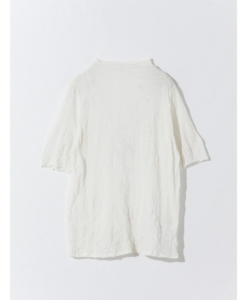 MIDIUMISOLID（ミディウミソリッド）の「シースルーハイネックハーフスリーブインナー（Tシャツ/カットソー・レディース・オフホワイト/ライトブルー/ブラック/ベージュ・FREE）」の2枚目の写真