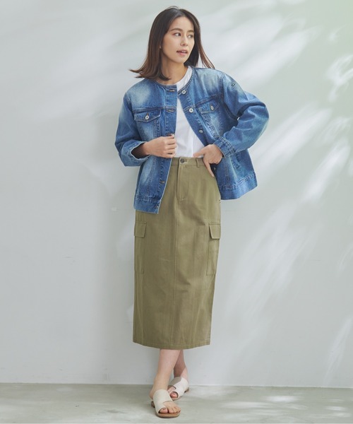 Arnold Palmer(アーノルドパーマー)の「ノーカラー オーバー デニム ジャケット(デニムジャケット・レディース・インディゴブルー/ブルー/ライトブルー・L/M/S)」の15枚目の写真