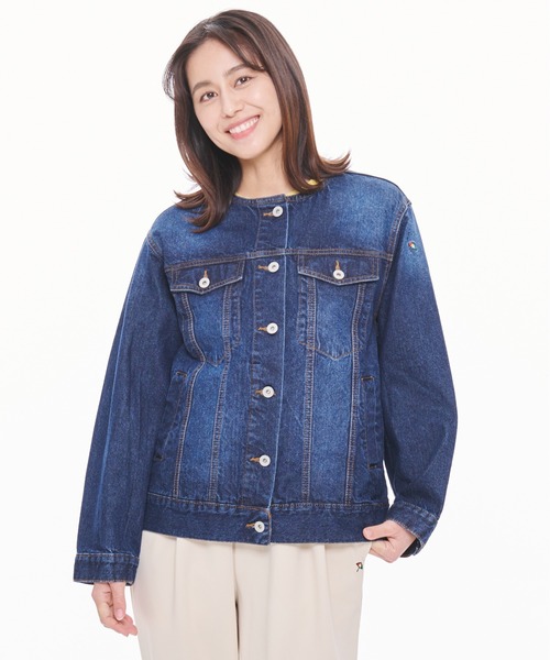 Arnold Palmer(アーノルドパーマー)の「ノーカラー オーバー デニム ジャケット(デニムジャケット・レディース・インディゴブルー/ブルー/ライトブルー・L/M/S)」の17枚目の写真