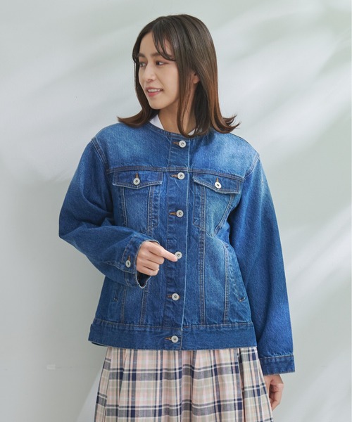 Arnold Palmer(アーノルドパーマー)の「ノーカラー オーバー デニム ジャケット(デニムジャケット・レディース・インディゴブルー/ブルー/ライトブルー・L/M/S)」の20枚目の写真