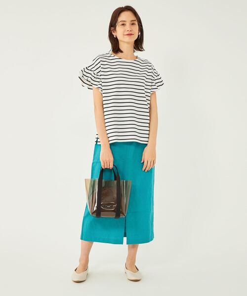 green label relaxing（グリーンレーベルリラクシング）の「フェミニン 袖フリル ショートスリーブ プルオーバー カットソー（Tシャツ/カットソー・レディース・ブラック/その他1/オレンジ・FREE）」の21枚目の写真