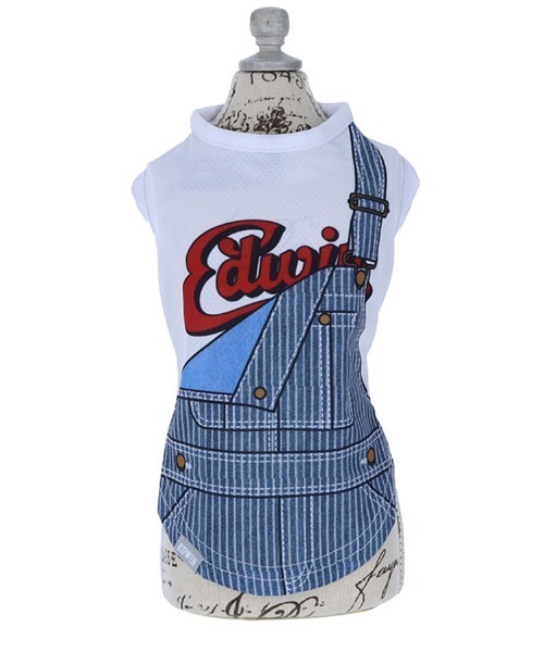 EDWIN（エドウィン）の「EDWIN/オーバーオールプリントメッシュタンク（ペットウェア・メンズ・ホワイト/レッド・2L/S/XS/L/M/3L）」の4枚目の写真