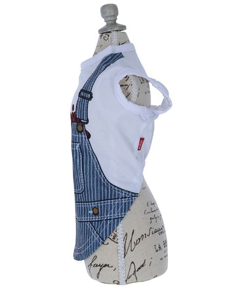 EDWIN（エドウィン）の「EDWIN/オーバーオールプリントメッシュタンク（ペットウェア・メンズ・ホワイト/レッド・2L/S/XS/L/M/3L）」の5枚目の写真