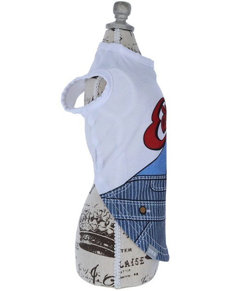 EDWIN（エドウィン）の「EDWIN/オーバーオールプリントメッシュタンク（ペットウェア・メンズ・ホワイト/レッド・2L/S/XS/L/M/3L）」の7枚目の写真