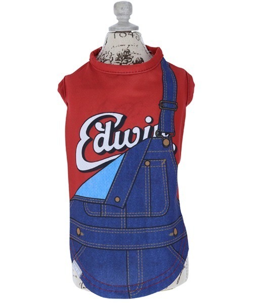 EDWIN（エドウィン）の「EDWIN/オーバーオールプリントメッシュタンク（ペットウェア・メンズ・ホワイト/レッド・2L/S/XS/L/M/3L）」の8枚目の写真