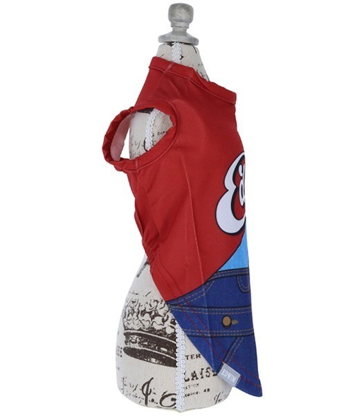 EDWIN（エドウィン）の「EDWIN/オーバーオールプリントメッシュタンク（ペットウェア・メンズ・ホワイト/レッド・2L/S/XS/L/M/3L）」の9枚目の写真