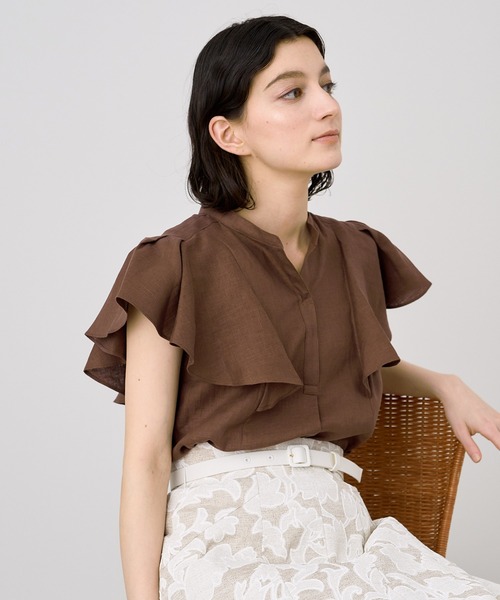 ANAYI(アナイ)の「ソフトリネンフレア袖 ブラウス(シャツ/ブラウス・レディース・ピンク/ブラウン/ミント/ホワイト・38/36)」の7枚目の写真