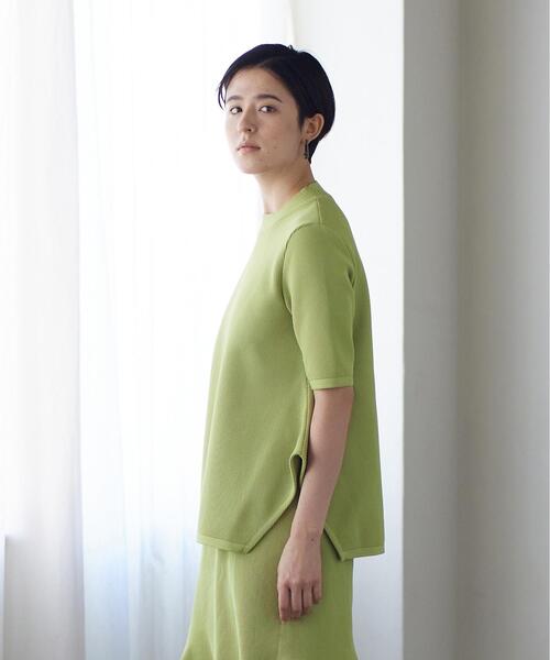 LANVIN en Bleu(ランバンオンブルー)の「【セットアップ対応商品】カーブスリットワッフルニット(ニット/セーター・レディース・グリーン/ブラック/ベージュ・38)」の22枚目の写真