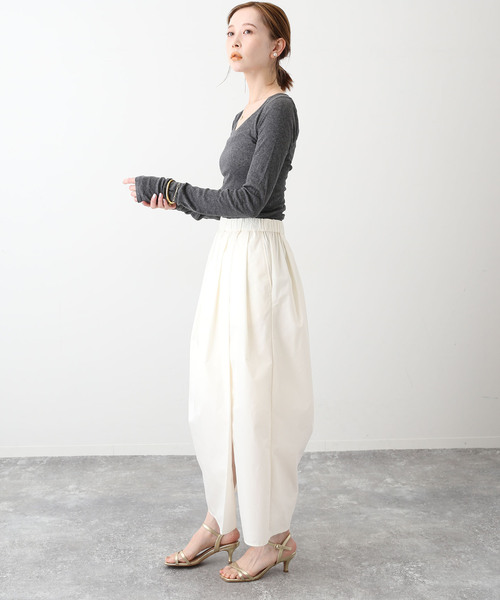 【美品】  ​SLOBE IENA / スローブイエナ | 2023SS | AMERICAN VINTAGE / アメリカンヴィンテージ ハーフスリーブニット | S | グレー | レディース SLOBE IENA（スローブイエナ）の「【AMERICAN VINTAGE