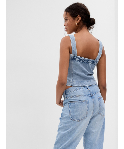 GAP(ギャップ)の「ウォッシュウェル デニムコルセットトップス(ベスト・レディース・インディゴブルー・M/S/XS/XXS/L)」の3枚目の写真
