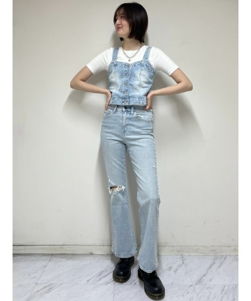 GAP(ギャップ)の「ウォッシュウェル デニムコルセットトップス(ベスト・レディース・インディゴブルー・M/S/XS/XXS/L)」の9枚目の写真
