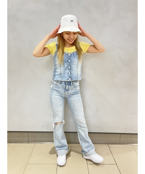 GAP(ギャップ)の「ウォッシュウェル デニムコルセットトップス(ベスト・レディース・インディゴブルー・M/S/XS/XXS/L)」の10枚目の写真