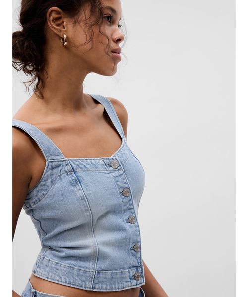 GAP(ギャップ)の「ウォッシュウェル デニムコルセットトップス(ベスト・レディース・インディゴブルー・M/S/XS/XXS/L)」の6枚目の写真