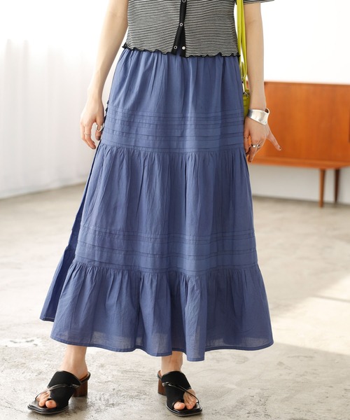 GeeRA（ジーラ）の「タックティアードマキシスカート（スカート・レディース・ブルー/ブラック/ピンク・MEDIUM/LARGE）」の10枚目の写真