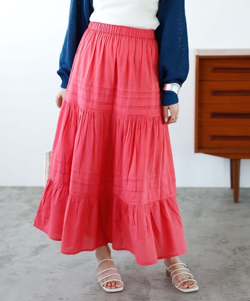 GeeRA（ジーラ）の「タックティアードマキシスカート（スカート・レディース・ブルー/ブラック/ピンク・MEDIUM/LARGE）」の9枚目の写真