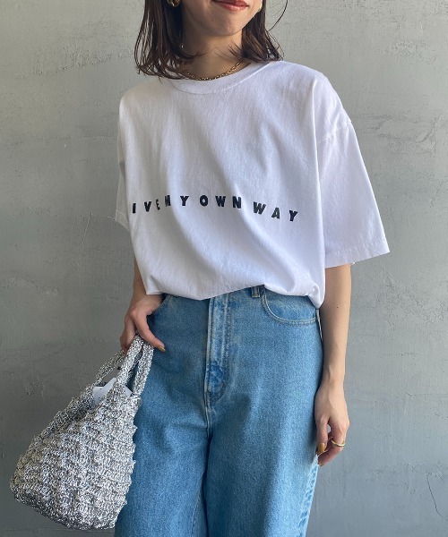 FUNG（ファング）の「[FUNG/ファング] LIVE MY OWN WAY カットオフプリントTシャツ（Tシャツ/カットソー・レディース・ワイン/ホワイト・M）」の6枚目の写真