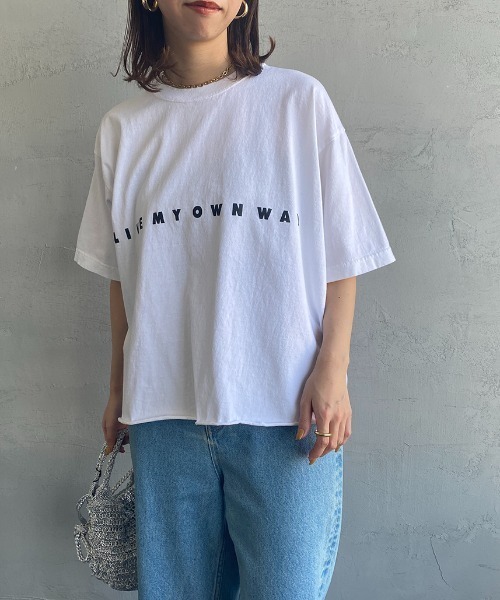 FUNG（ファング）の「[FUNG/ファング] LIVE MY OWN WAY カットオフプリントTシャツ（Tシャツ/カットソー・レディース・ワイン/ホワイト・M）」の10枚目の写真