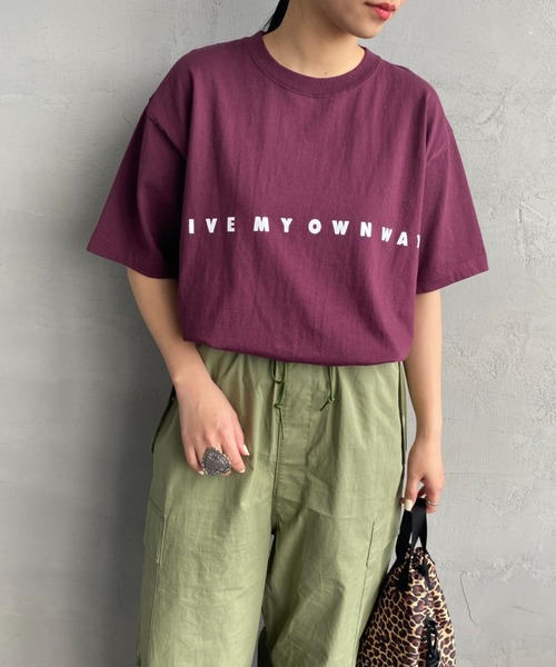 FUNG（ファング）の「[FUNG/ファング] LIVE MY OWN WAY カットオフプリントTシャツ（Tシャツ/カットソー・レディース・ワイン/ホワイト・M）」の16枚目の写真
