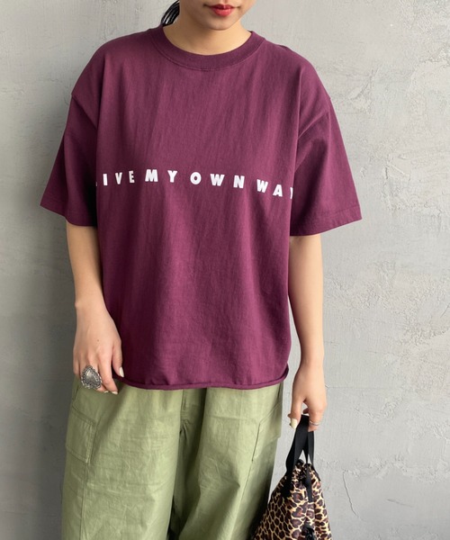 FUNG（ファング）の「[FUNG/ファング] LIVE MY OWN WAY カットオフプリントTシャツ（Tシャツ/カットソー・レディース・ワイン/ホワイト・M）」の20枚目の写真
