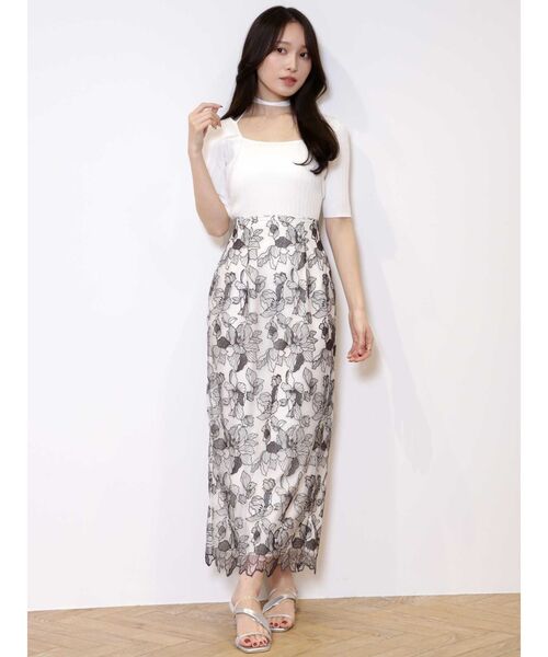 MERCURYDUO（マーキュリーデュオ）の「チョーカーリボンハーフスリーブリブニット（ニット/セーター・レディース・ライトブルー/チャコールグレー/ミント/オフホワイト・FREE）」の7枚目の写真