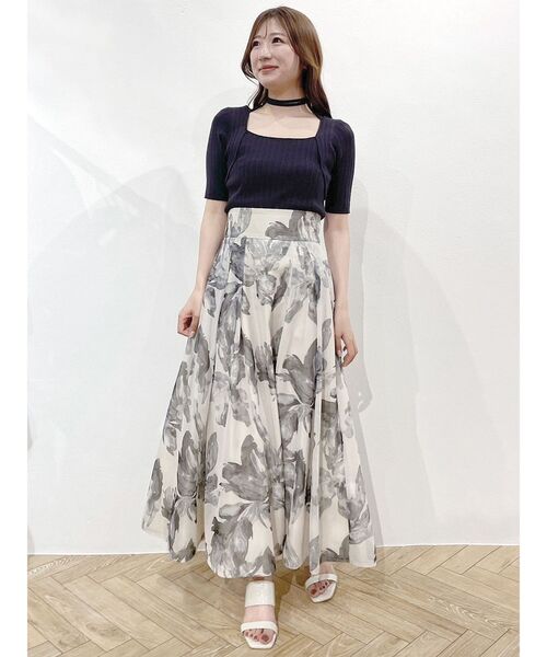 MERCURYDUO（マーキュリーデュオ）の「チョーカーリボンハーフスリーブリブニット（ニット/セーター・レディース・ライトブルー/チャコールグレー/ミント/オフホワイト・FREE）」の22枚目の写真