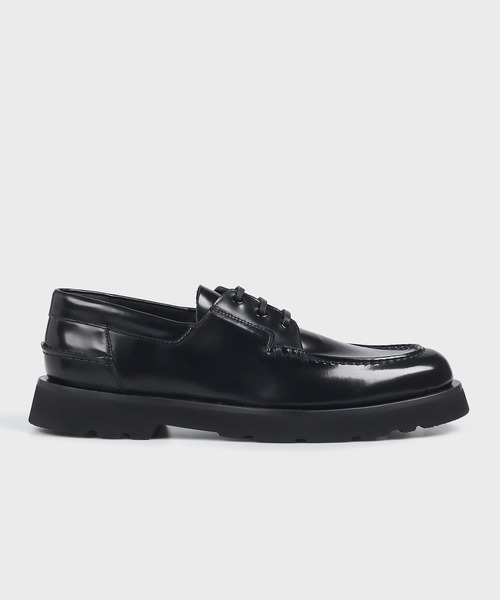 Paul Smith(ポールスミス)の「レザー ボートシューズ / 130823 SKYL(ドレスシューズ・メンズ・ブラック/グレイッシュブルー・LARGE/MEDIUM)」の1枚目の写真