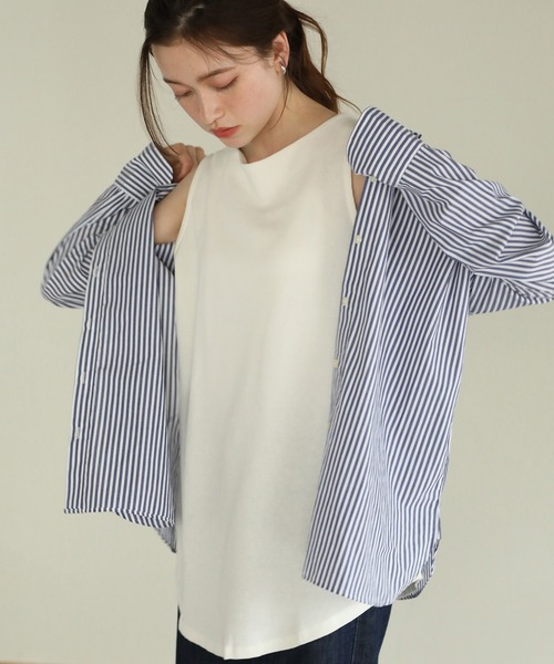 aity(アイティ)の「ボートネックワッフルタンクトップ 夏服(タンクトップ・レディース・ブラック/ホワイト/ネイビー/パープル/オレンジ/カーキ/グレー・M)」の2枚目の写真