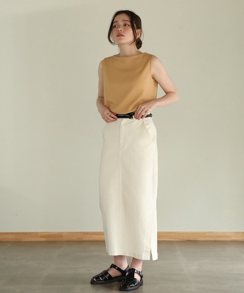 aity(アイティ)の「ボートネックワッフルタンクトップ 夏服(タンクトップ・レディース・ブラック/ホワイト/ネイビー/パープル/オレンジ/カーキ/グレー・M)」の8枚目の写真